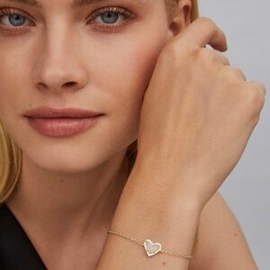 Kendra Scott Ari Heart Gold Chain Bracelet in Iridescent Drusy